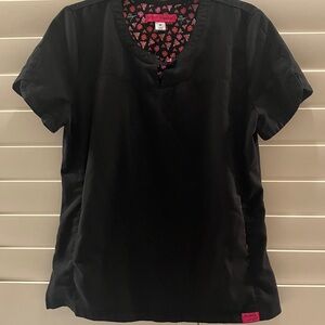 Betsey Johnson Black Short Sleeve Scrub Top